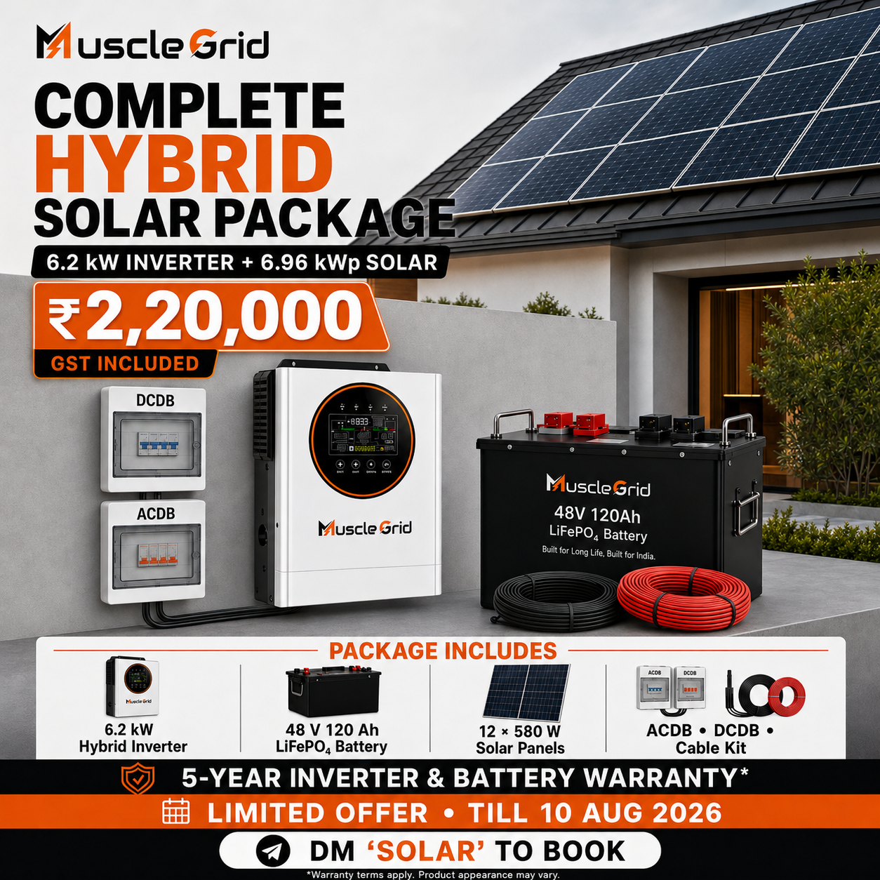 MuscleGrid 6.2 kW Hybrid Solar Inverter
