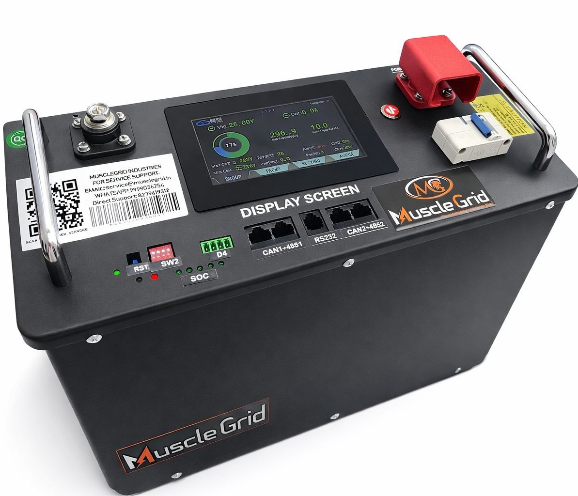 MuscleGrid Signature Series 48V 120Ah LiFePO4 Battery | Touchscreen Display | JK BMS + Active Balancer | Dual Connectors