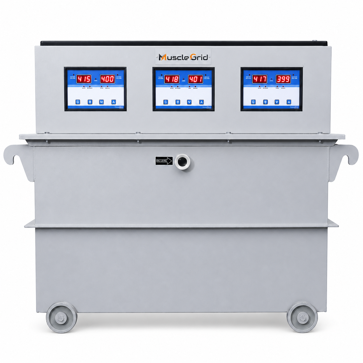 MuscleGrid 30 kVA Three Phase Servo Voltage Stabilizer | 100% Copper Wound | 240V-470V Input | Oil Cooled | 400V ±1% Output