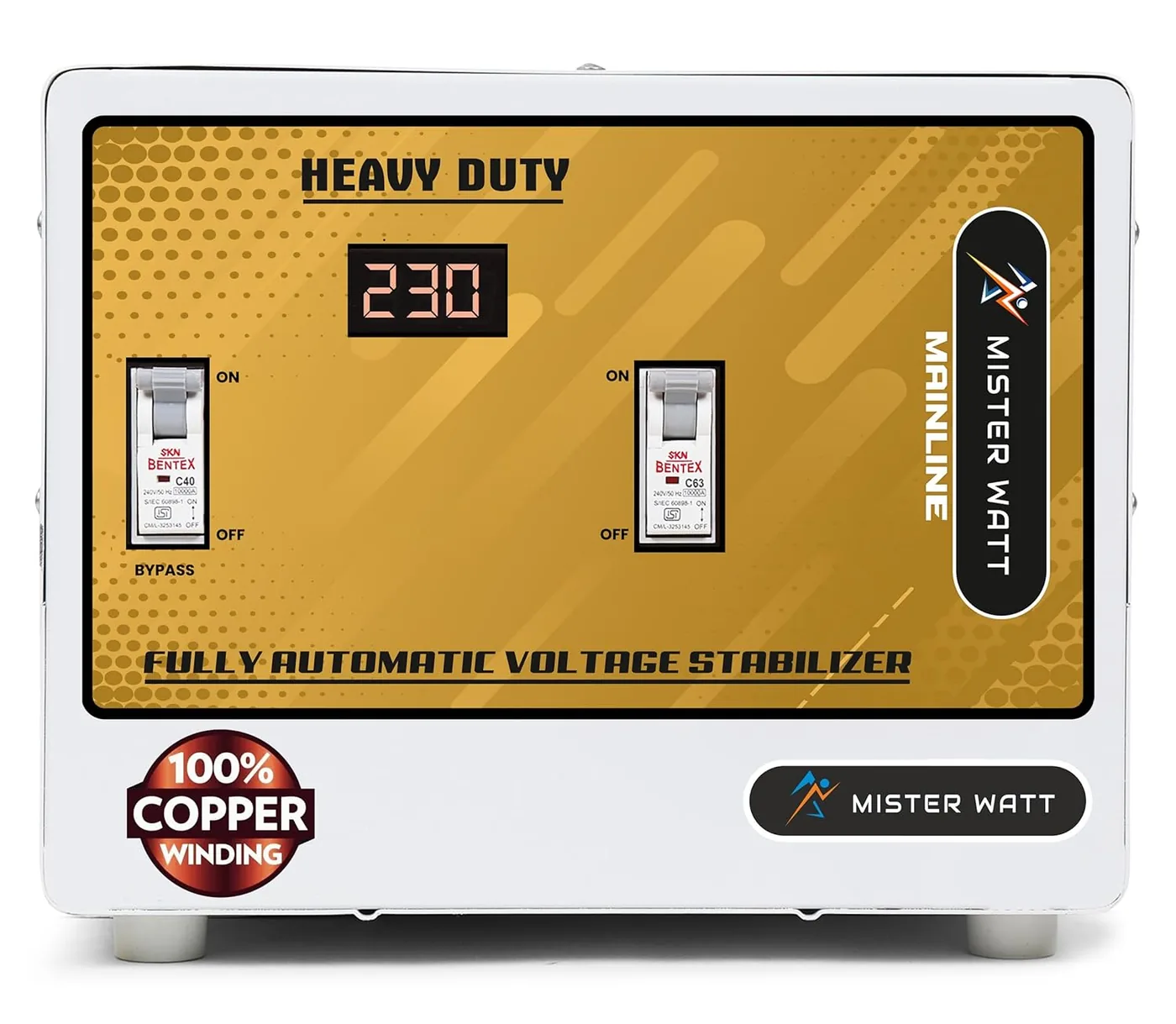 Misterwatt 8 kVA Voltage Stabilizer (90–300V) — Full Copper